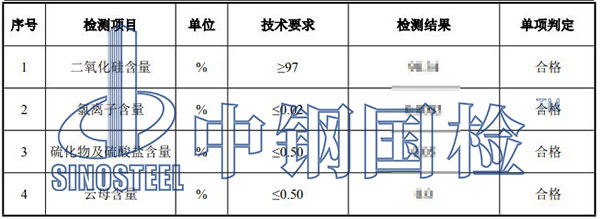 石英砂檢測(cè)結(jié)果