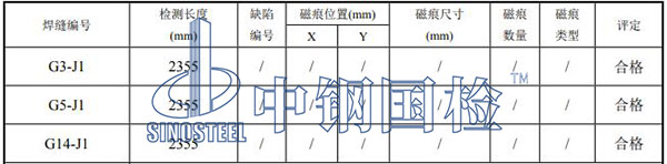 焊接探傷檢測(cè)結(jié)果